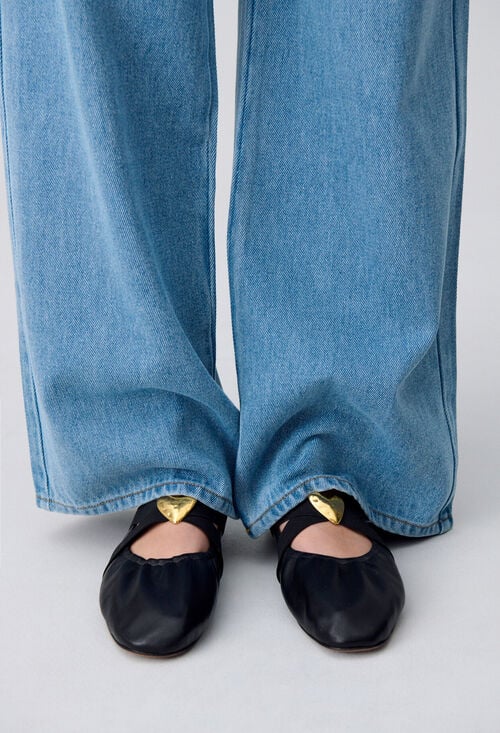 claudie Ballerines cuir cœur doré pour femme