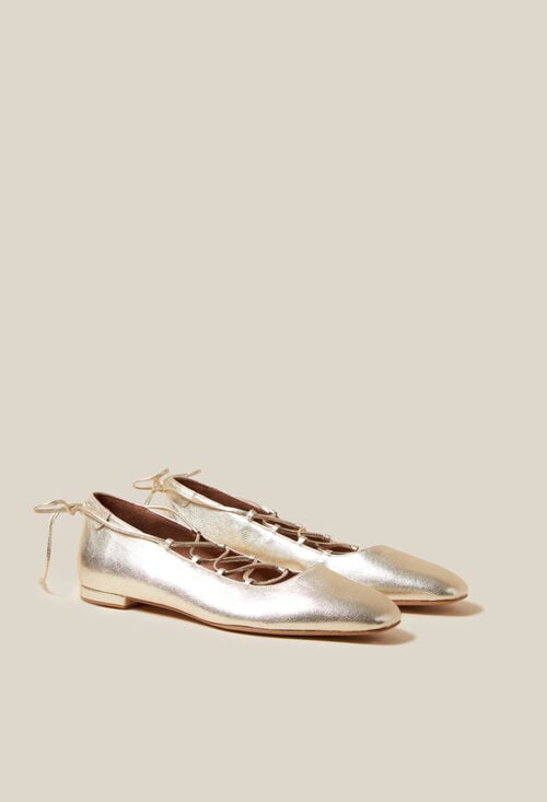 Claudie Ballerines Cuir Doré Pour Femme