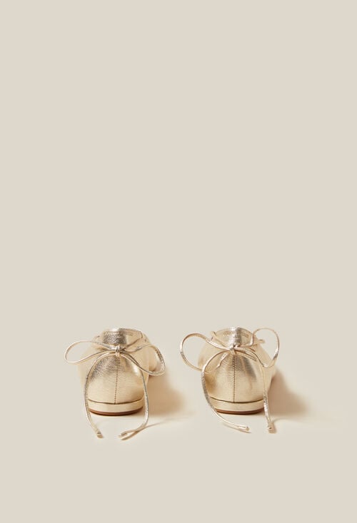 Claudie Ballerines Cuir Doré Pour Femme