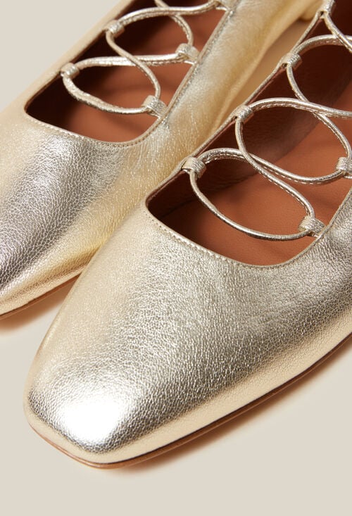 Claudie Ballerines Cuir Doré Pour Femme