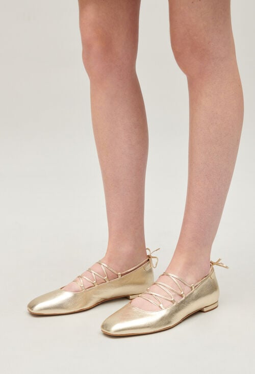 claudie Ballerines cuir doré pour femme