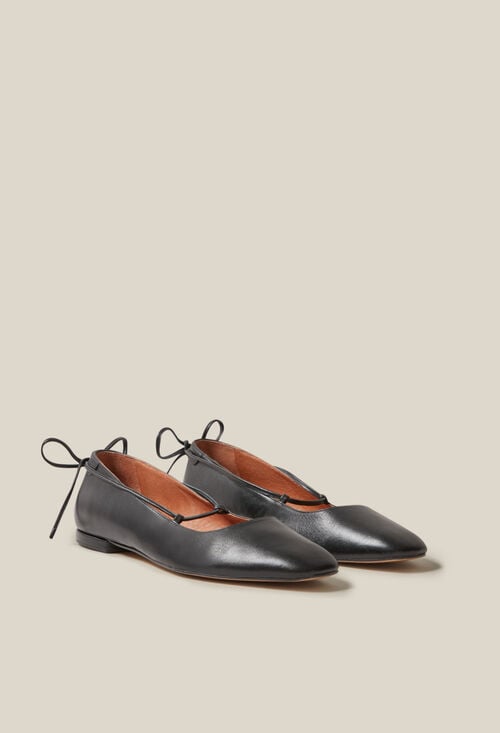 Claudie Ballerines Cuir Noir Pour Femme