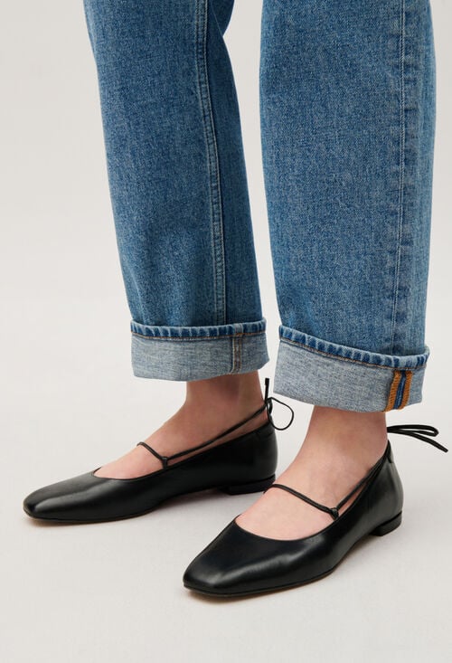 claudie Ballerines cuir noir pour femme