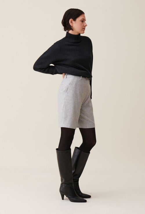 Claudie Bermuda Droit Gris Clair Pour Femme