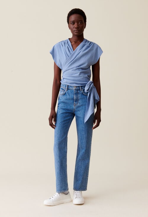 claudie Blouse cache-cœur rayée pour femme