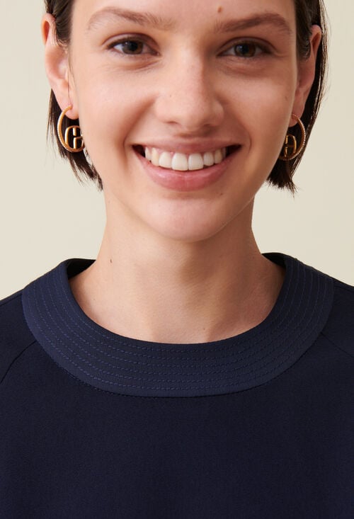 Claudie Blouse Fluide Ceinturée Marine Pour Femme