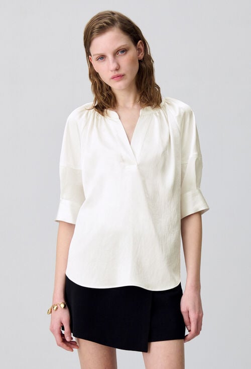 Claudie Blouse Fluide Col Tunisien Pour Femme