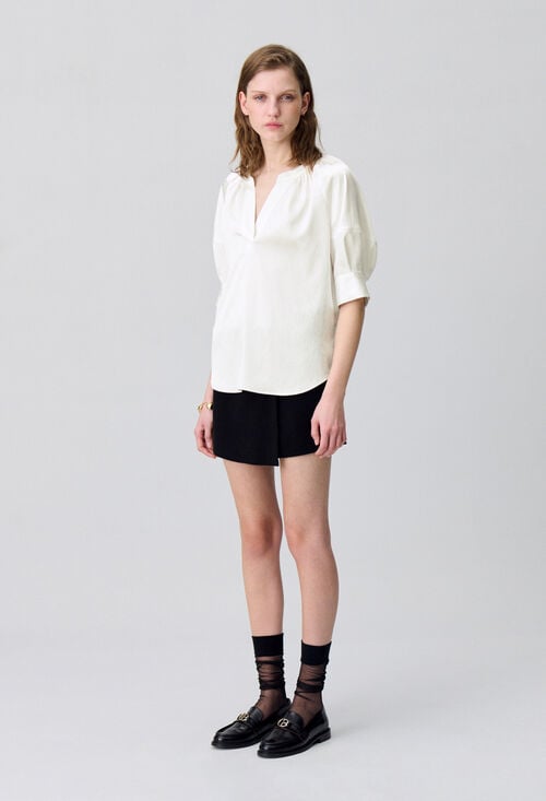 claudie Blouse fluide col tunisien pour femme