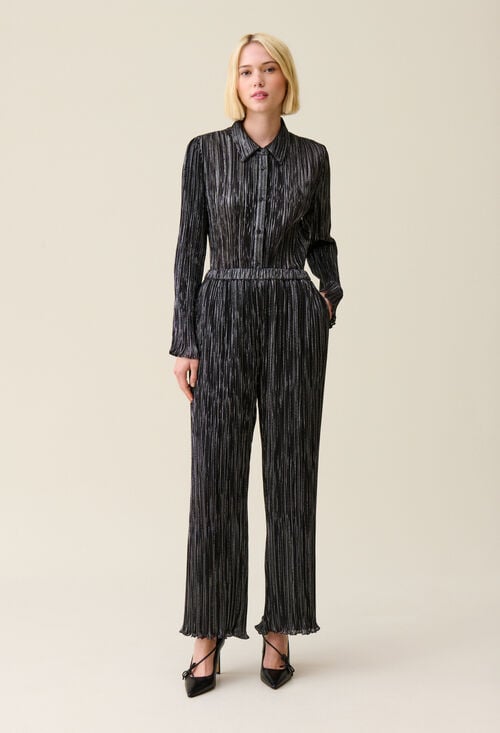 Claudie Blouse Plissée Fluide Argentée Pour Femme