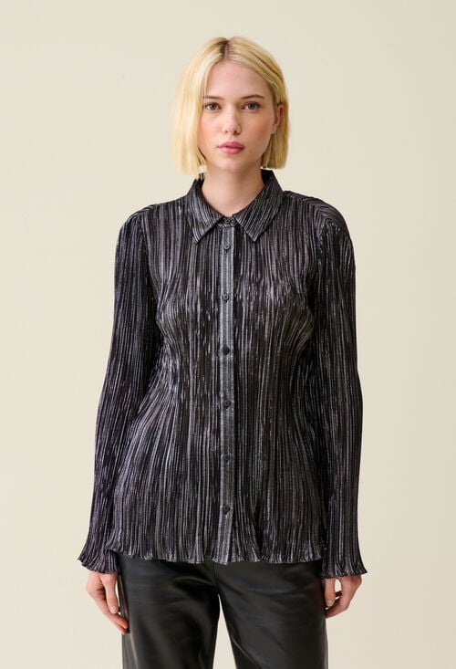 Claudie Blouse Plissée Fluide Argentée Pour Femme