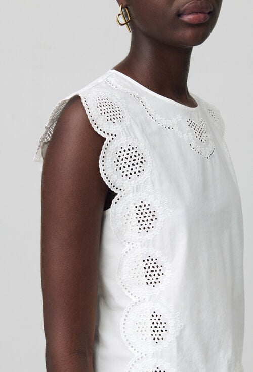 Claudie Blouse Sans Manches Brodée Pour Femme
