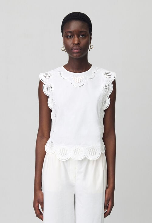 Claudie Blouse Sans Manches Brodée Pour Femme