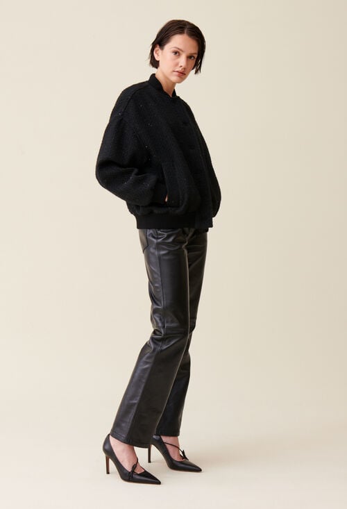 claudie Bomber tweed noir pour femme