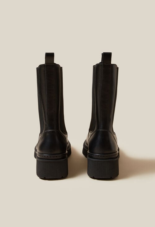 Claudie Bottes Chelsea Cuir Noir Pour Femme