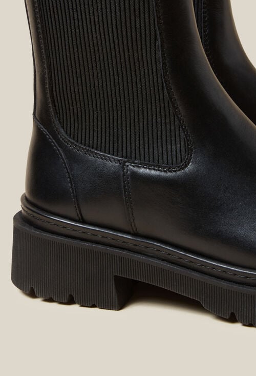 Claudie Bottes Chelsea Cuir Noir Pour Femme