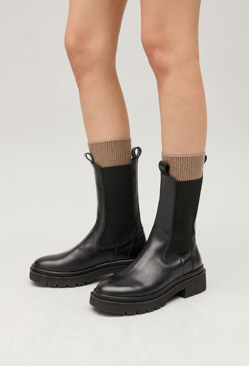 claudie Bottes chelsea cuir noir pour femme