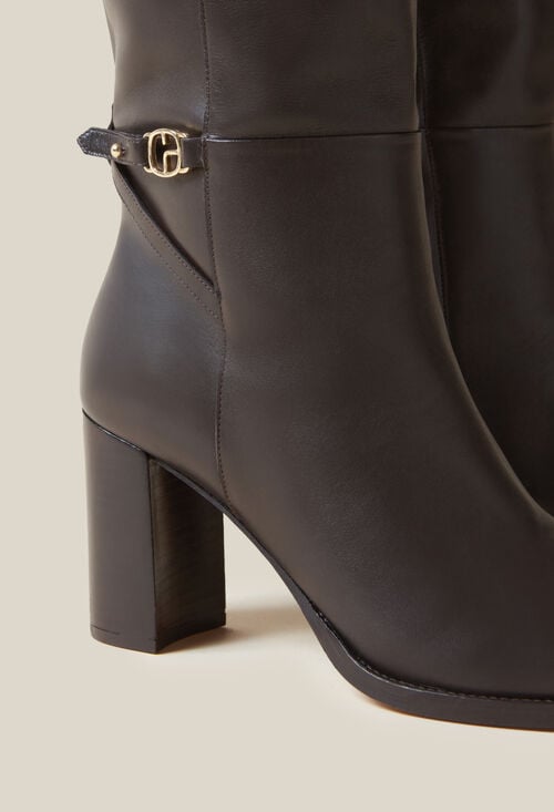 Claudie Bottes Cuir Verni Logo CP Pour Femme