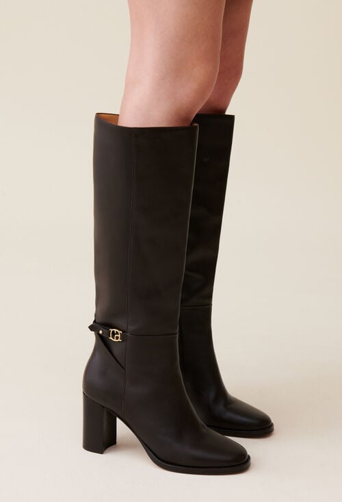 claudie Bottes cuir verni logo CP pour femme