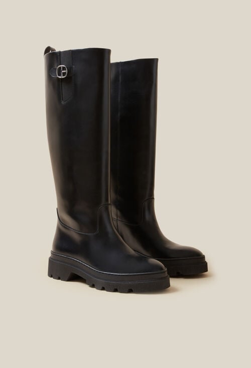 Claudie Bottes Hautes Cuir Lisse Pour Femme