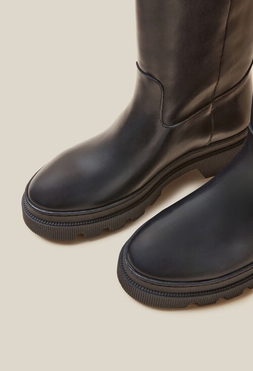 Claudie Bottes Hautes Cuir Lisse Pour Femme