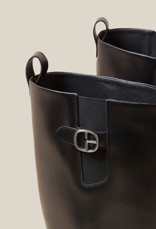 Claudie Bottes Hautes Cuir Lisse Pour Femme