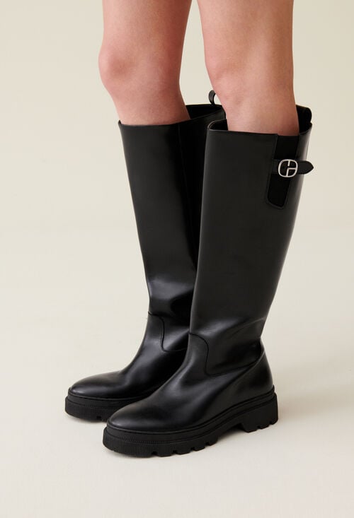 claudie Bottes hautes cuir lisse pour femme
