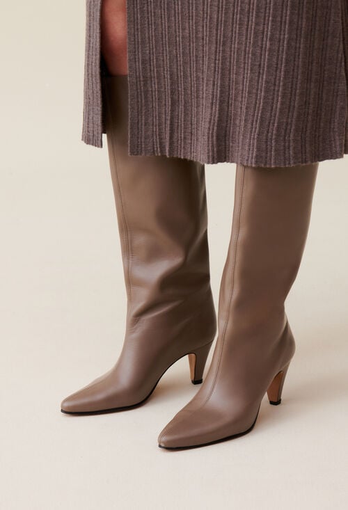 claudie Bottes talons cuir lisse pour femme