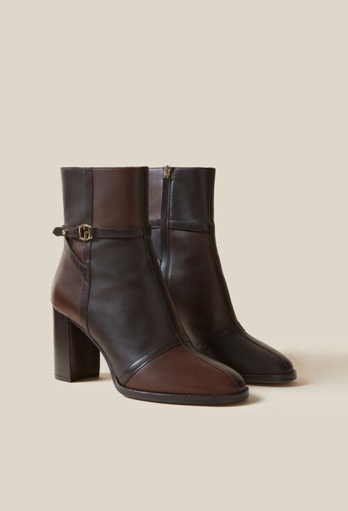 Claudie Bottines Cuir Vernis Patchwork Pour Femme
