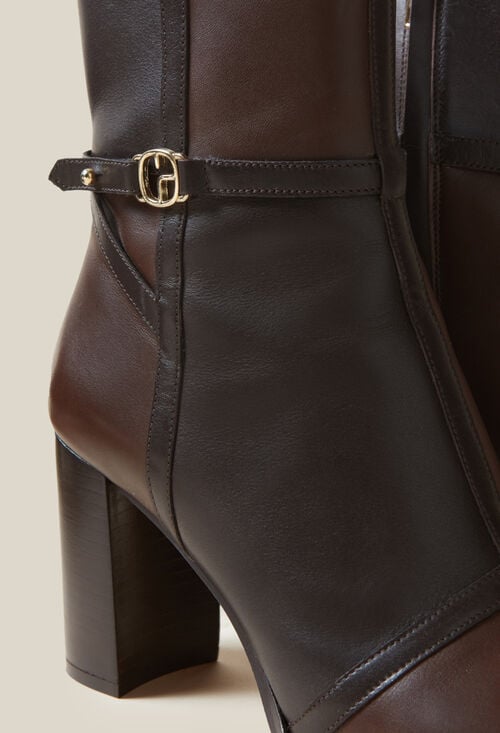 Claudie Bottines Cuir Vernis Patchwork Pour Femme