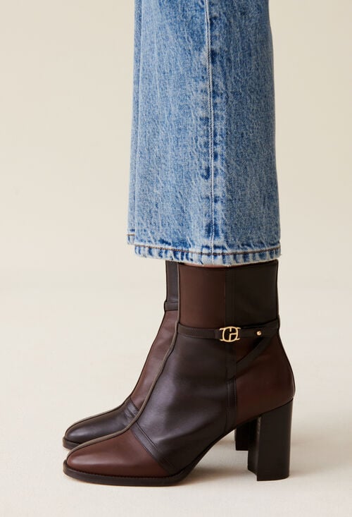 claudie Bottines cuir vernis patchwork pour femme