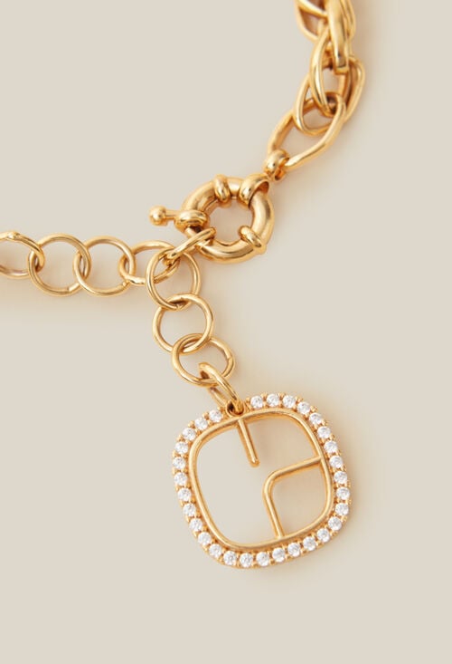 Claudie Bracelet Chaine Doré Logo CP Pour Femme