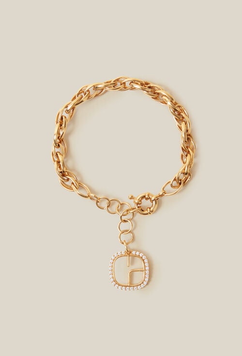 Claudie Bracelet Chaine Doré Logo CP Pour Femme