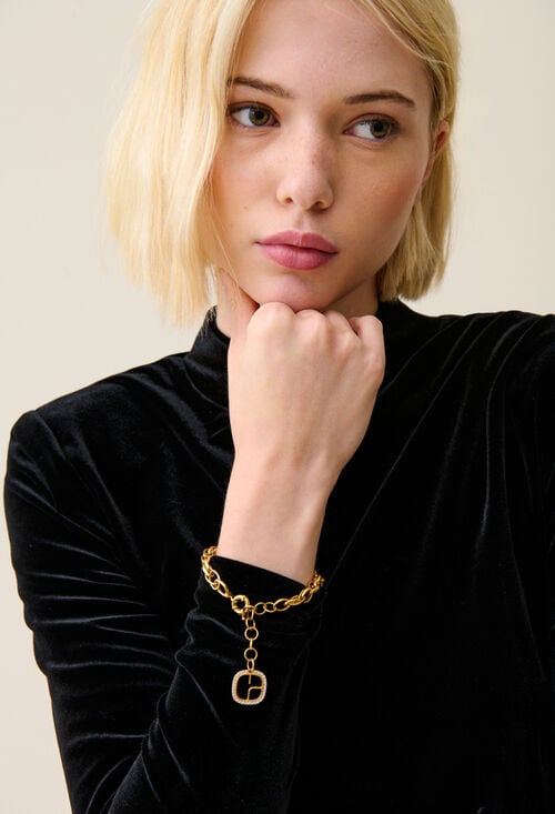 claudie Bracelet chaine doré logo CP pour femme