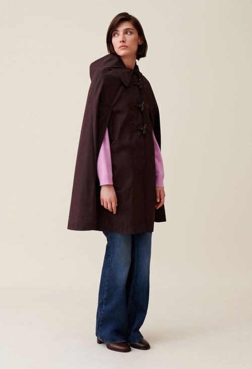 Claudie Cape à Capuche Amovible Prune Pour Femme