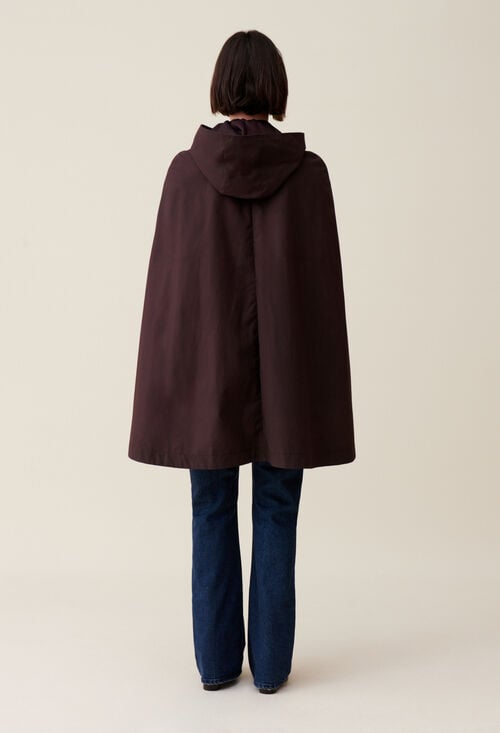 Claudie Cape à Capuche Amovible Prune Pour Femme