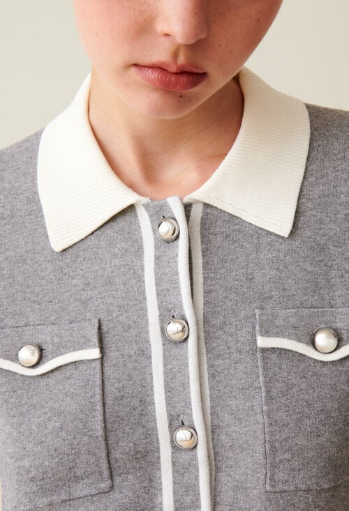 Claudie Cardigan Col Chemise Gris Clair Pour Femme
