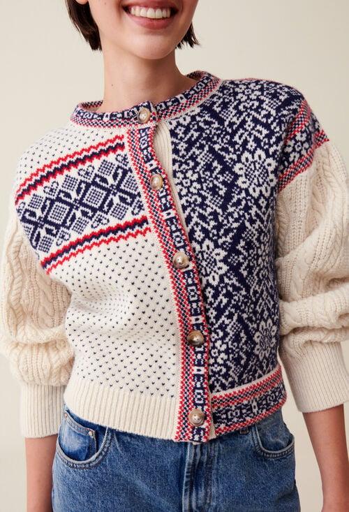 Claudie Cardigan Laine Motif Torsadé Pour Femme