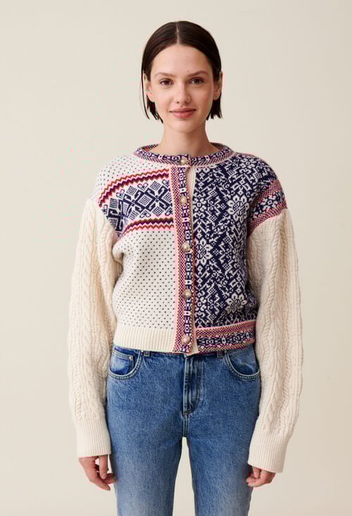 Claudie Cardigan Laine Motif Torsadé Pour Femme