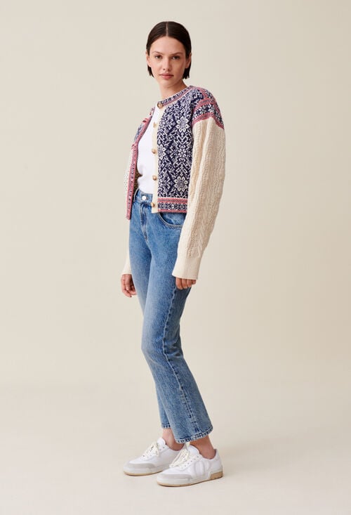 claudie Cardigan laine motif torsadé pour femme