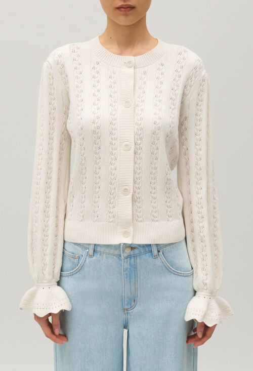 Claudie Cardigan Maille écru Pour Femme