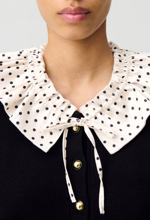 Claudie Cardigan Maille Fine Avec Col Pour Femme