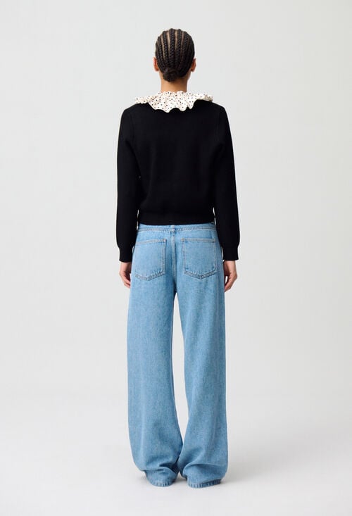 Claudie Cardigan Maille Fine Avec Col Pour Femme