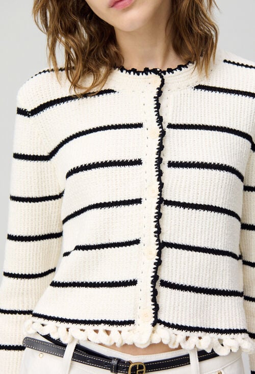 Claudie Cardigan Rayures Maille Fine Pour Femme
