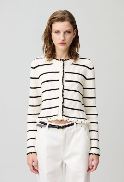 Claudie Cardigan Rayures Maille Fine Pour Femme