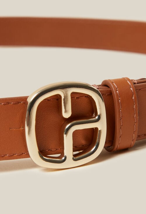 Claudie Ceinture Cuir Monogramme Marron Pour Femme