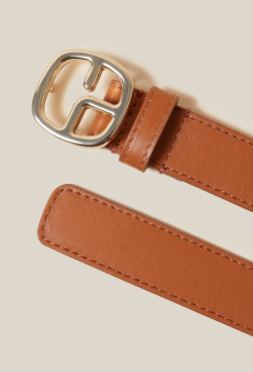 Claudie Ceinture Cuir Monogramme Marron Pour Femme