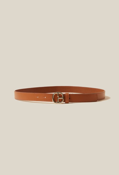 Claudie Ceinture Cuir Monogramme Marron Pour Femme