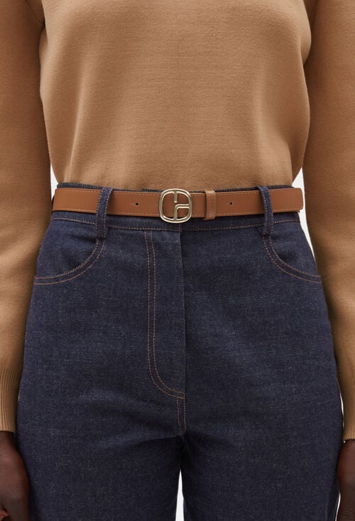 claudie Ceinture cuir monogramme marron pour femme