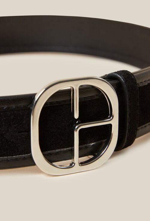 Claudie Ceinture Cuir Suède Noir Pour Femme