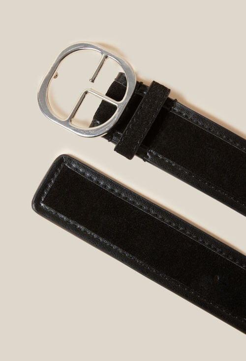 Claudie Ceinture Cuir Suède Noir Pour Femme